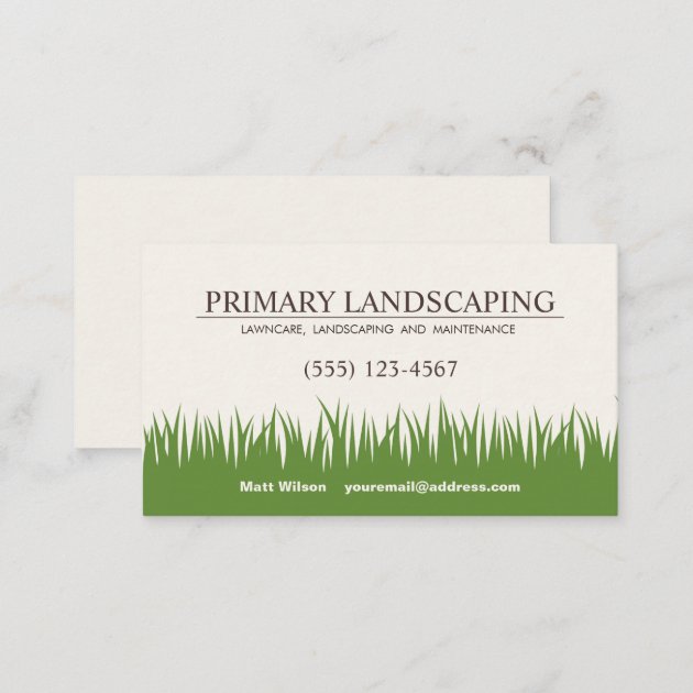 Lawn Care Landscaping Services Grass Business Card (back side)