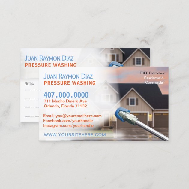 Pressure Washing & Power Cleaning Template Business Card (back side)