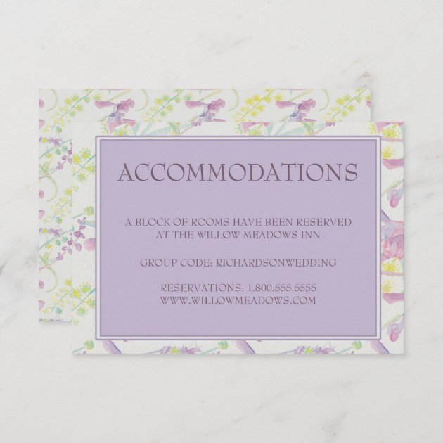 Wedding Accommodations Card Purple Floral