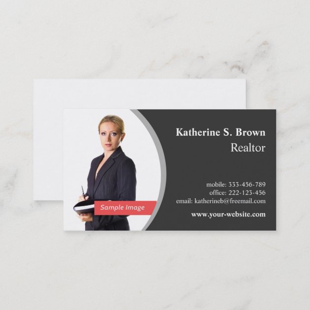 Professional Realtor Left Photo Business Cards (back side)