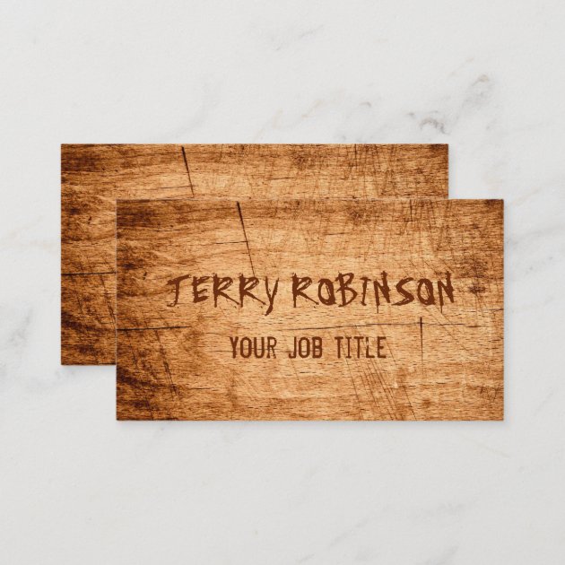 Western Country Rustic Scratched Wood Grain Business Card (back side)