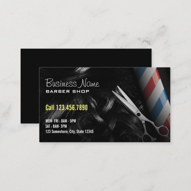 Silver Scissor Professional Barber Shop Business Card (back side)