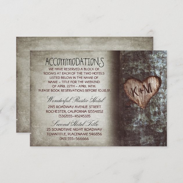 Tree Rustic Wedding Accommodations Cards