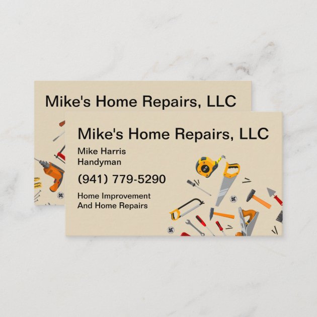 Handyman Services Tools Design Business Card (back side)