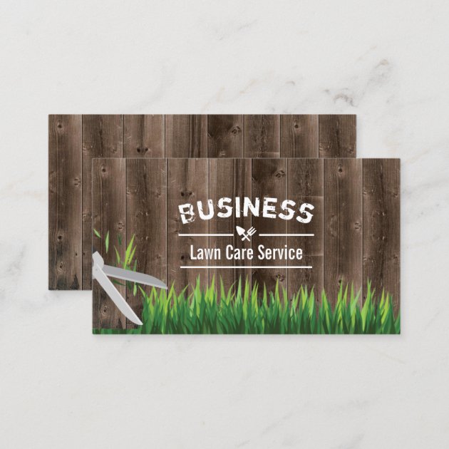 Lawn Care & Landscaping Service Barn Wood Business Card (back side)