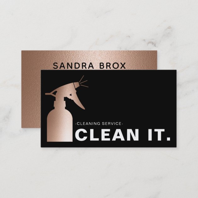 Rose Gold House Cleaner Cleaning Service Business Card (back side)