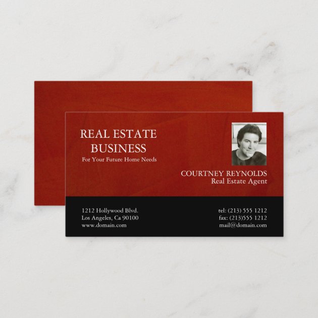 Real Estate Agent Marsala Crimson Business Cards (back side)