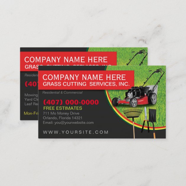 Landscaping Lawn Care Mower Business Card Template (back side)