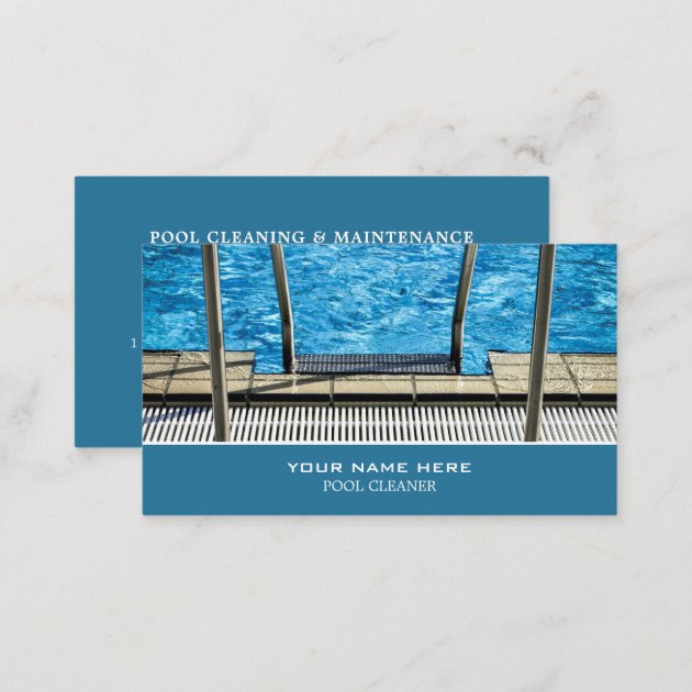 Pool Ladder, Swimming Pool Cleaning Service Business Card (back side)