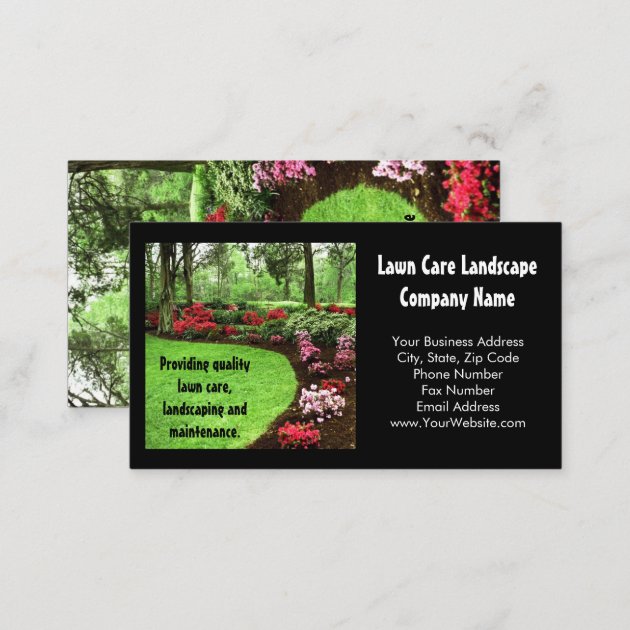 Plush Green Landscape Lawn Care Business Business Card (back side)