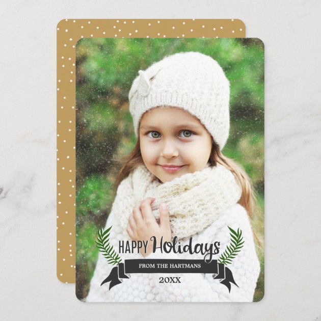 Laurels And Ribbon Holiday Photo Card
