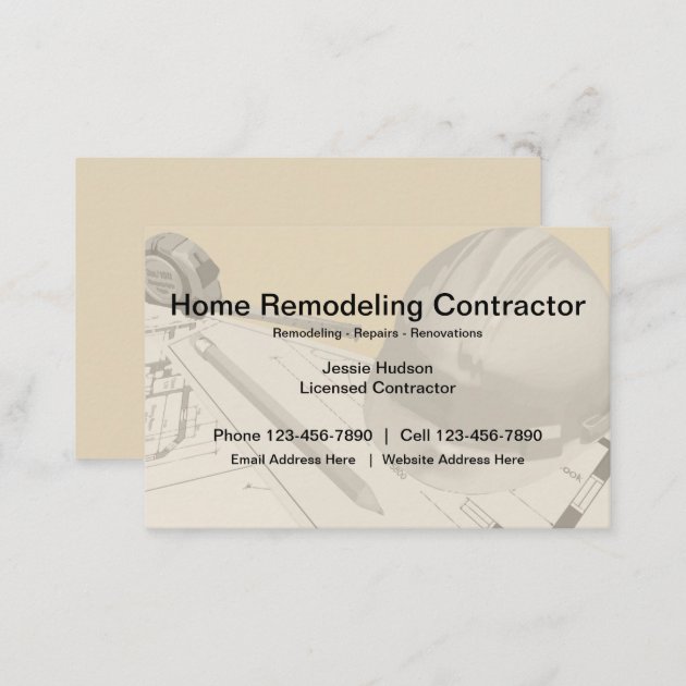 Construction And Remodeling Contractor Business Card (back side)