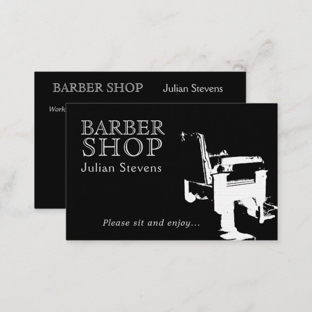 Barber shop chair image cover business card (back side)