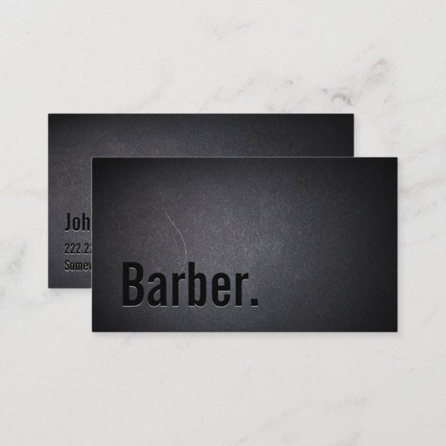 Barber Professional Black Minimalist Business Card (back side)