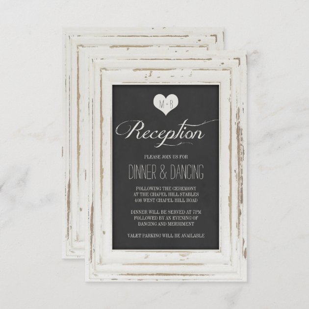 White Rustic Frame Chalk Wedding Reception Enclosure Card