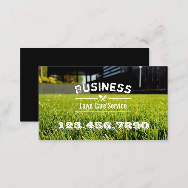 Lawn Care & Landscaping Service Grass Field Business Card (back side)