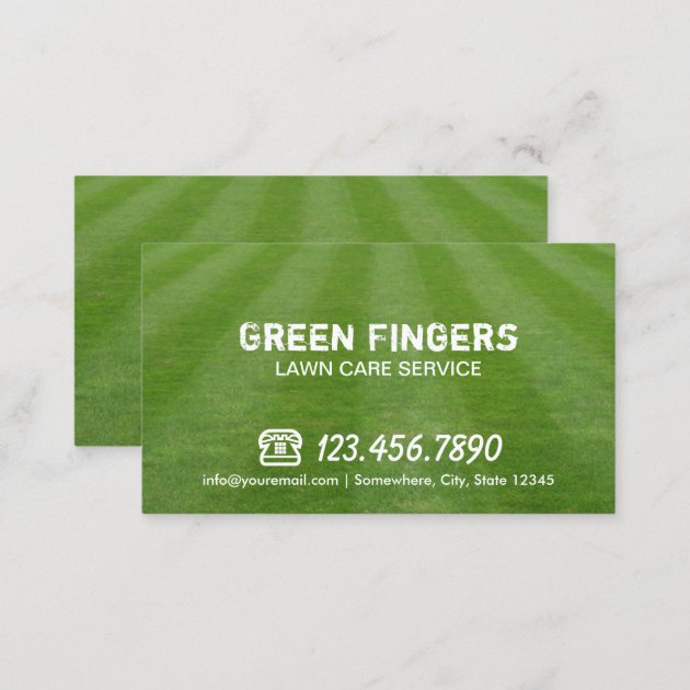 Lawn Care & Landscaping Professional Green Field Business Card (back side)