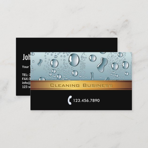 Cleaning Service Gold Stripe Business Card (back side)