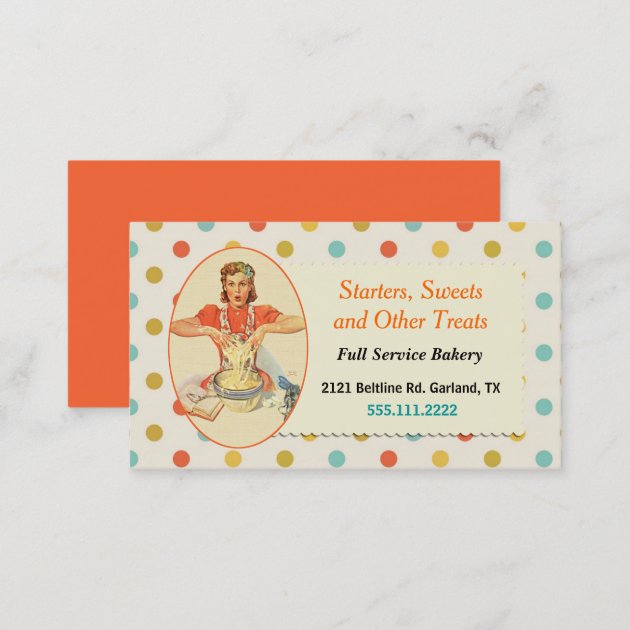 Fun Colorful Polka Dot Cooking Business Card (back side)