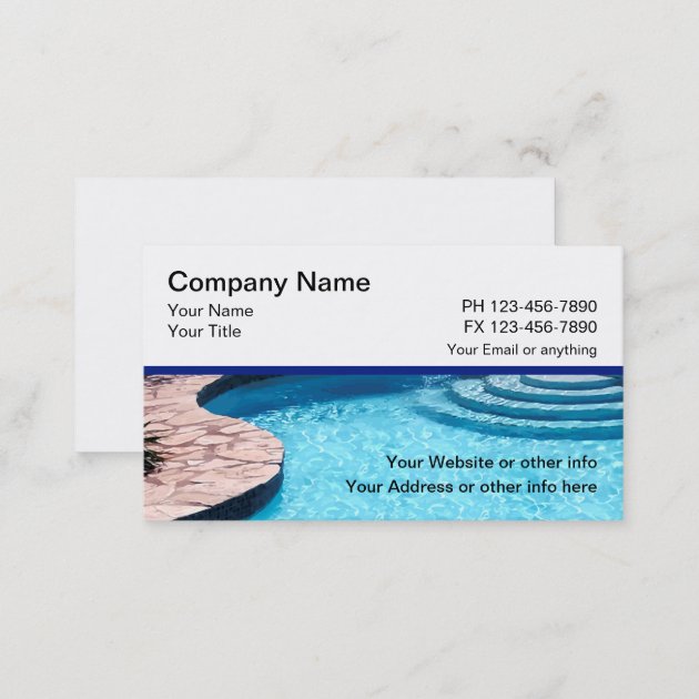Swimming Pool With Steps And Deck Business Card (back side)