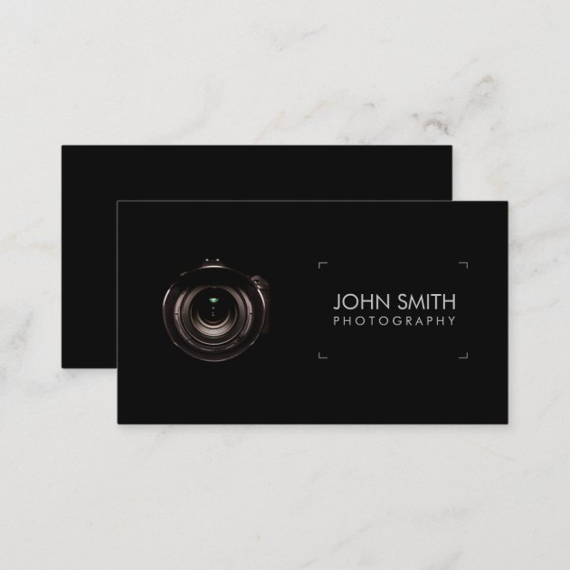 Camera Lens Viewfinder Black Photography Business Card (back side)