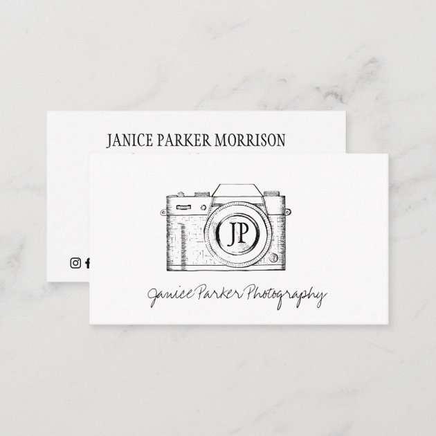 Professional photography camera photographer business card (back side)
