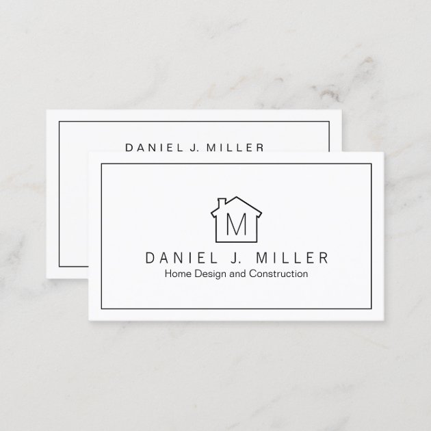 Modern Home Logo Monogram Minimalist Plain Elegant Business Card (back side)