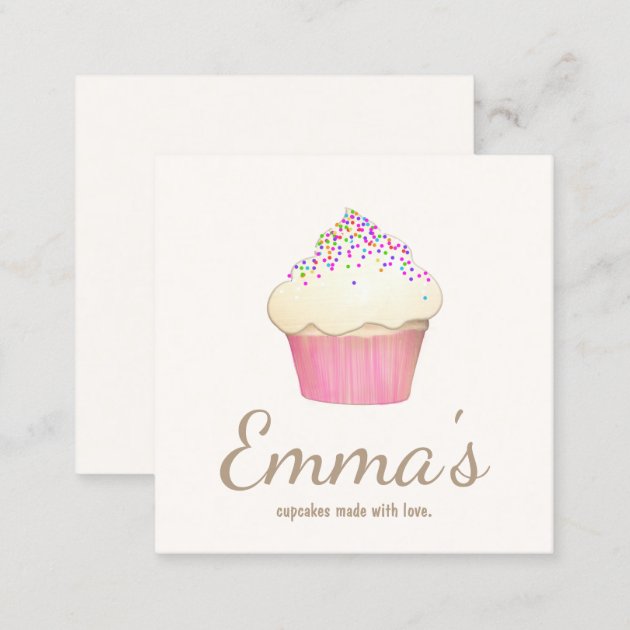Cupcake Baker Bakery Chef Catering Square Business Card (back side)