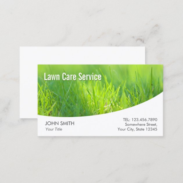 Lawn Care Modern Spring Green Business Card (back side)