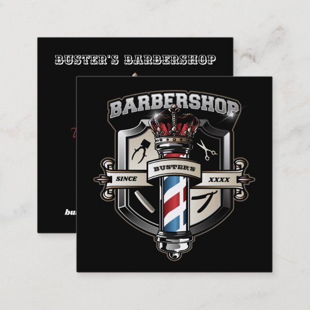 Barber Pole and Crown Business Card Personalize (back side)