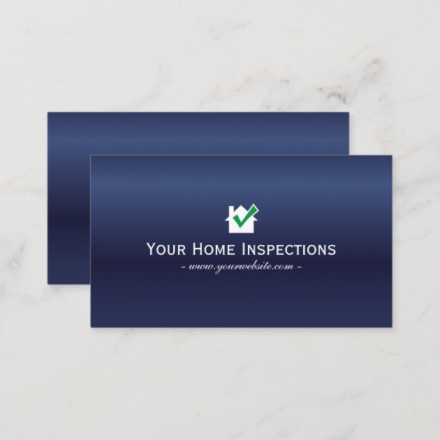 Home Inspections Real Estate Royal Blue Business Card (back side)