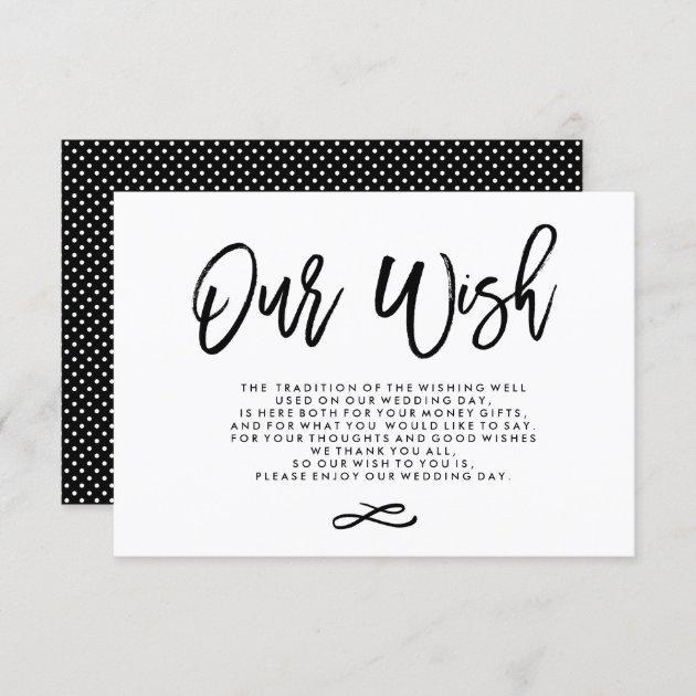 Chic Hand Lettered Wedding Wishing Well Enclosure Card