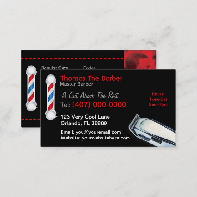 Barber Business Card (Hair cuts & Styles) (back side)