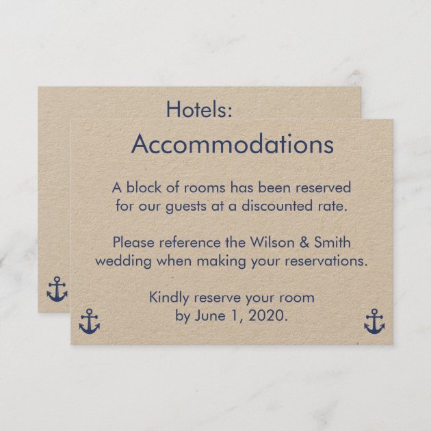 Nautical Wedding Accommodations Cards