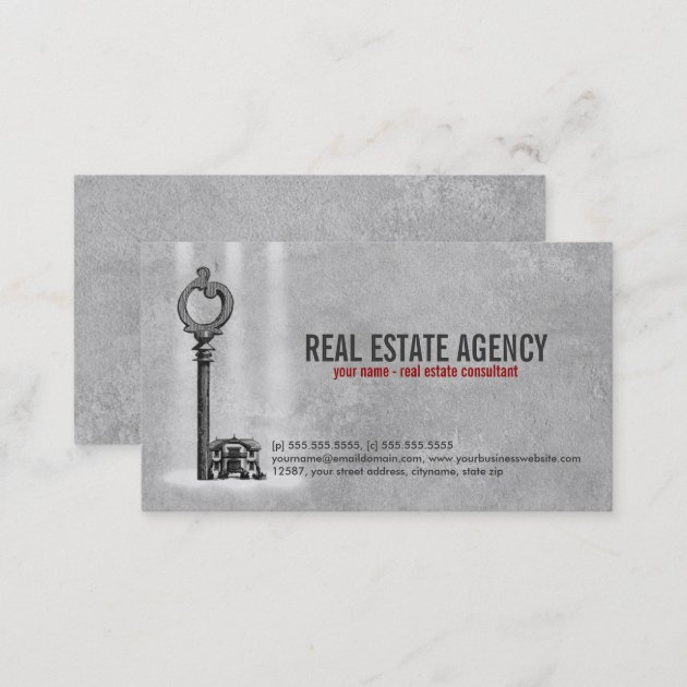 Key and House - Real Estate Business Card (back side)