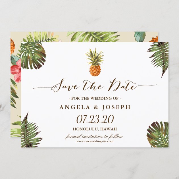 Tropical Leaves Pineapple Wedding Save The Date