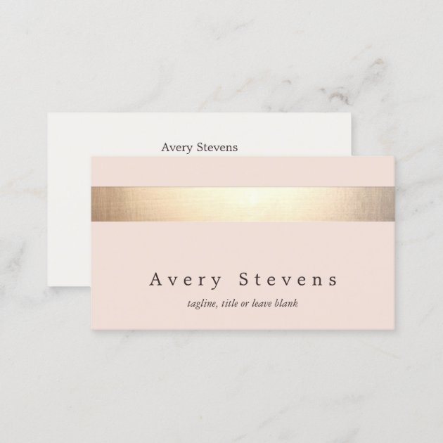 Elegant Gold Striped (no shine) Modern  Light Pink Business Card (back side)