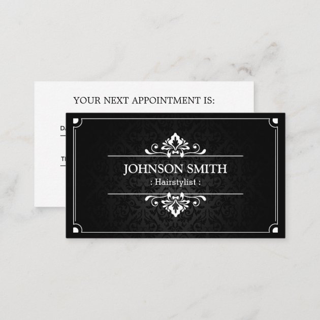 Hairstylist Appointment Card - Shadow of Damask (back side)