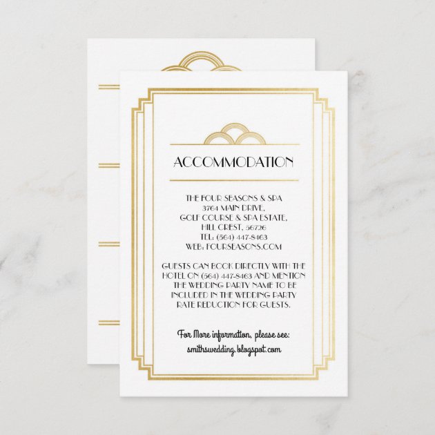 Art Deco Accommodation Wedding Cards Details