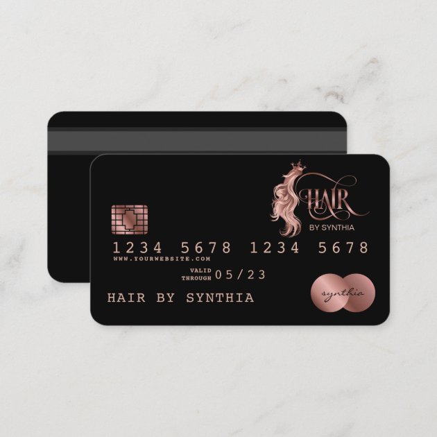 Credit Card Styled Rose Gold Hair Stylist (back side)