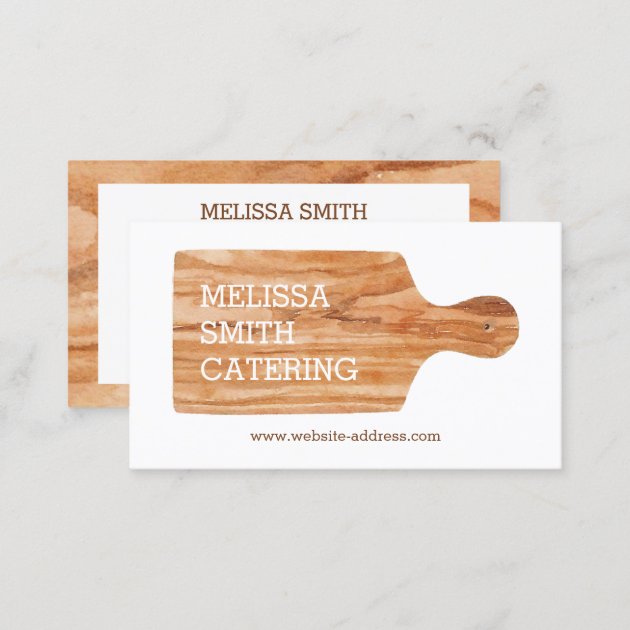 Watercolor Cutting Board Catering Chef Logo Business Card (back side)