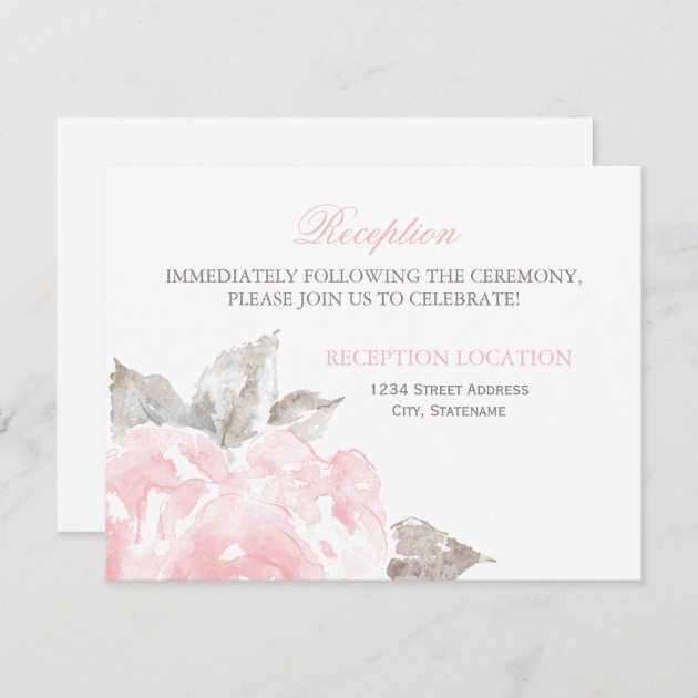 Reception Cards | Pink Watercolor Roses