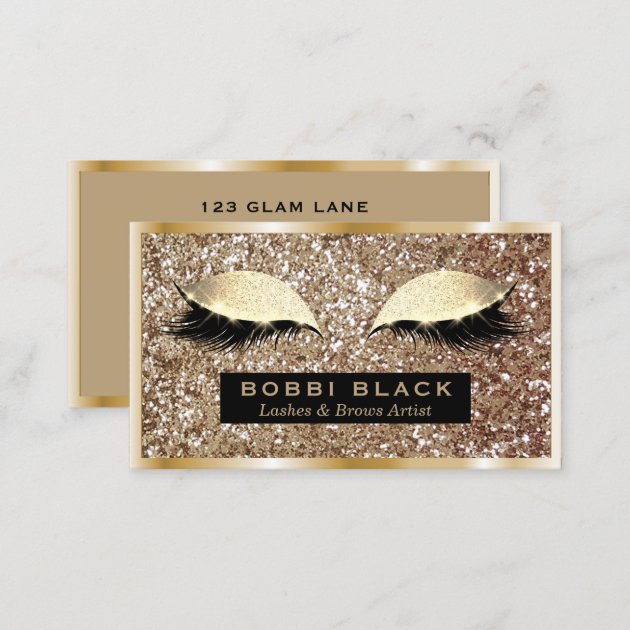 Glam Glitter Eyelash Extensions Makeup Artist Business Card (back side)