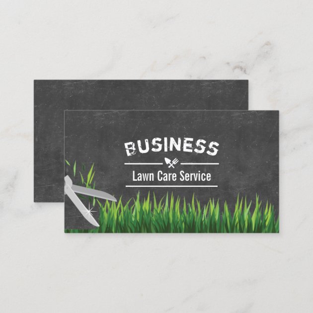 Lawn Care & Landscaping Service Chalkboard Business Card (back side)