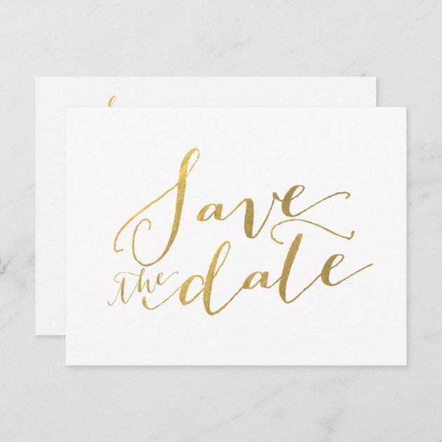 Faux Gold Foil Save The Date Postcard 2