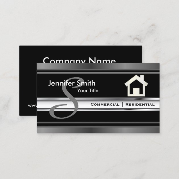 Monogram Real Estate Professional Agent Business Card (back side)