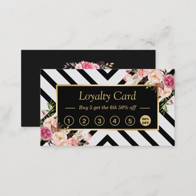 Beautiful Floral Abstract Stripes | Loyalty Card (back side)