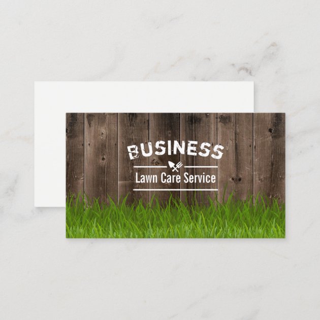 Professional Lawn Care & Landscaping Service Wood Business Card (back side)