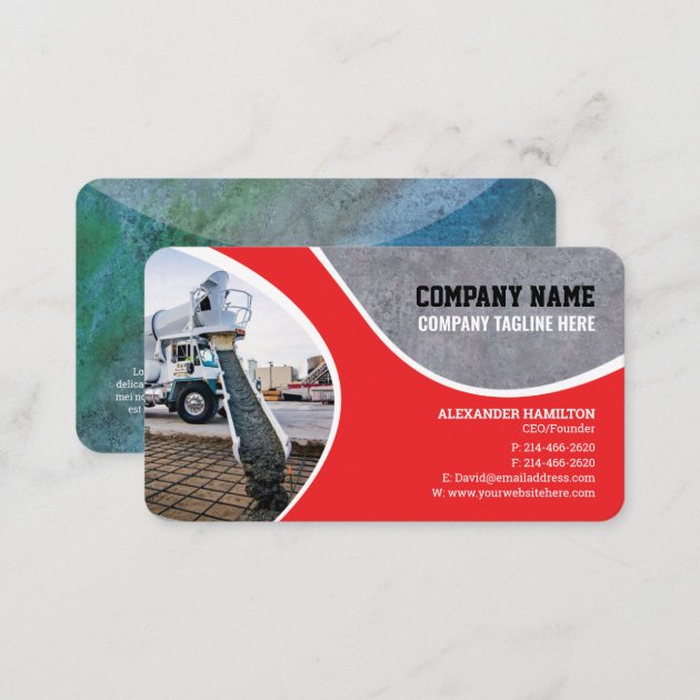 Construction company Business Card (Concrete) (back side)