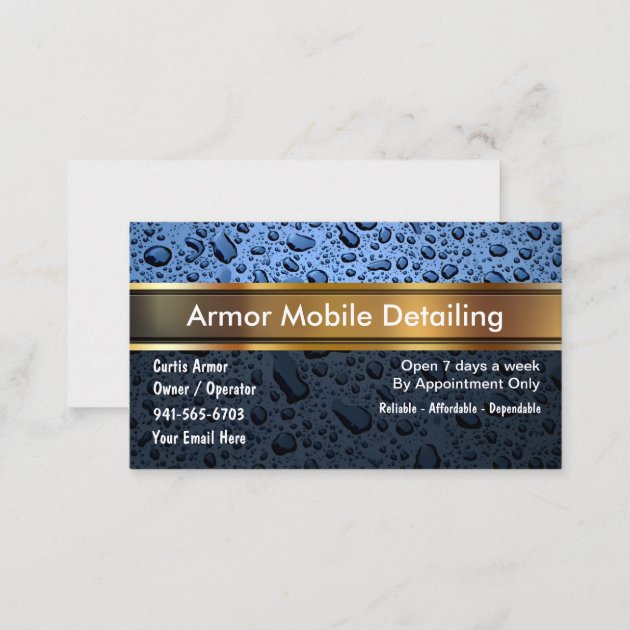 Auto Detailing Business Cards (back side)